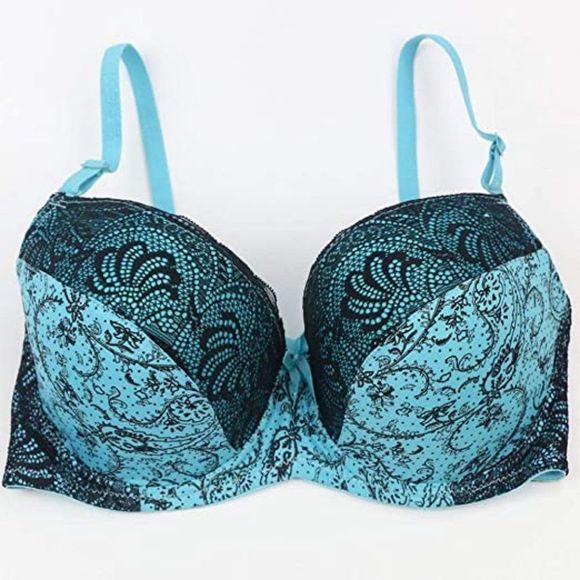 Swbreety Women's Comfortable Push Up Embroidery Lace Bra and Panty Set - Picture 4 of 7